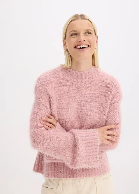 Pull boxy en maille poilue moelleuse, bonprix