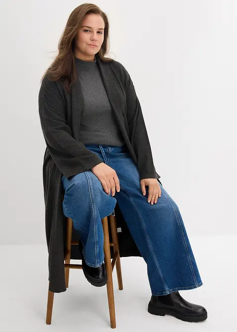 Long gilet en maille douce, viscose majoritaire, bonprix