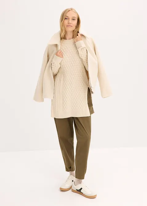 Pull long et fluide en viscose mélangée, bonprix