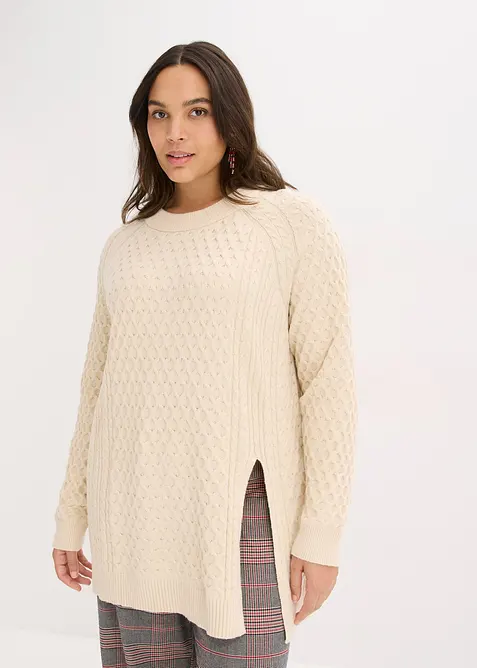 Pull long et fluide en viscose mélangée, bonprix