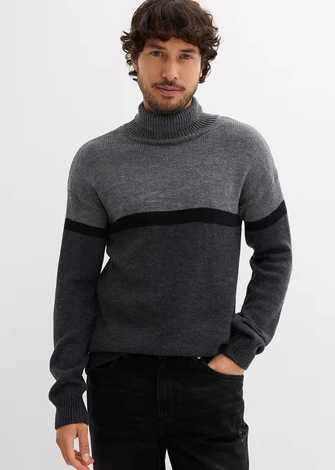 Pull col roulé style color-block, bonprix