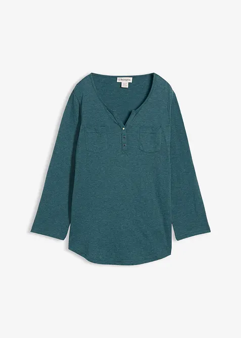 T-shirt col tunisien boutonn&eacute; &agrave; manches longues, bonprix