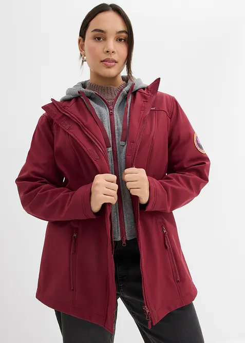 Veste longue en softshell d&eacute;perlant, style 2 en 1, bonprix