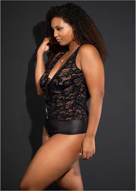 Body ouvert avec wet look, bonprix