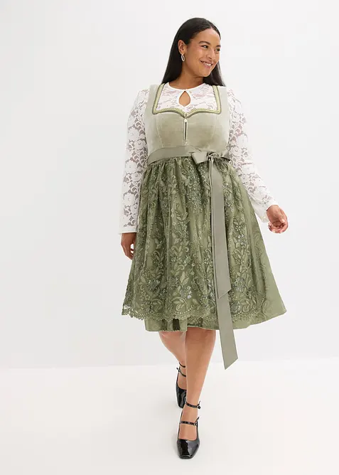 Dirndl avec tablier à sequins (ens. 2 pces), bonprix