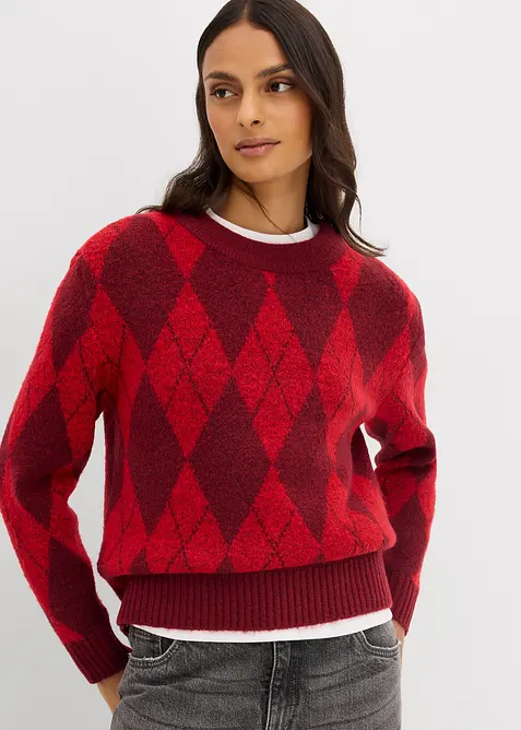 Pull à losanges en fine maille, bonprix