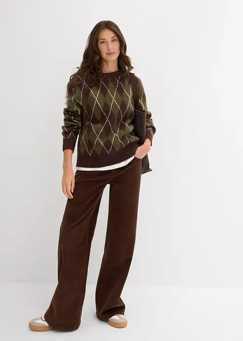 Pull à losanges en fine maille, bonprix