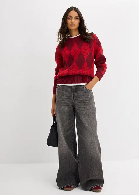 Pull à losanges en fine maille, bonprix