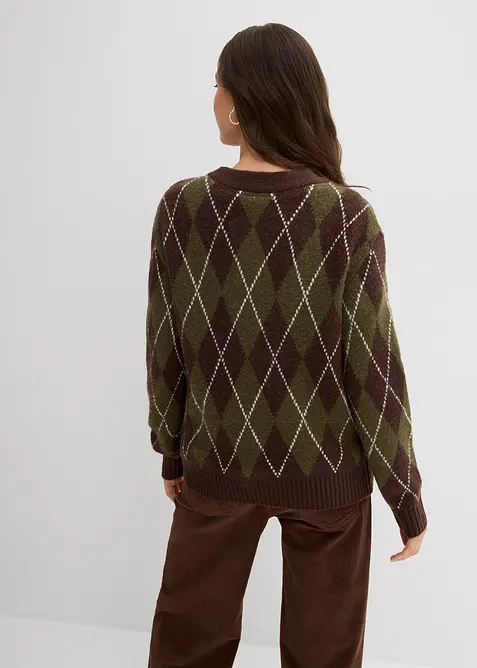 Pull à losanges en fine maille, bonprix