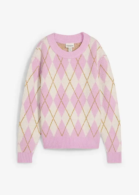 Pull à losanges en fine maille, bonprix