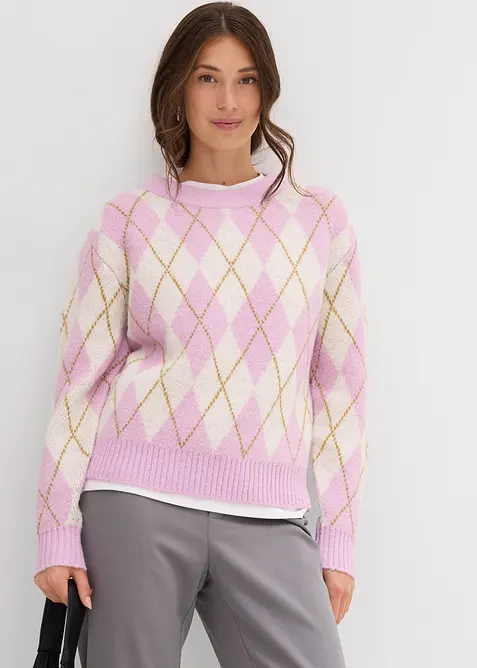 Pull à losanges en fine maille, bonprix