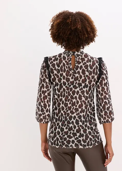 T-shirt en mesh doux et dentelle, bonprix