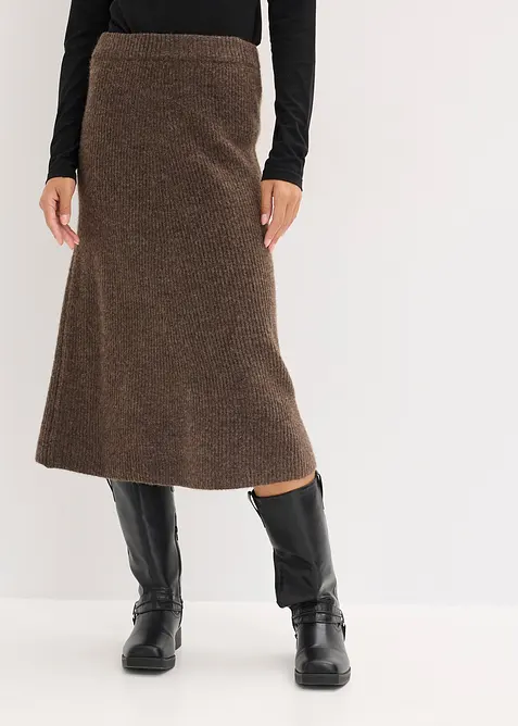 Jupe midi en maille, bonprix