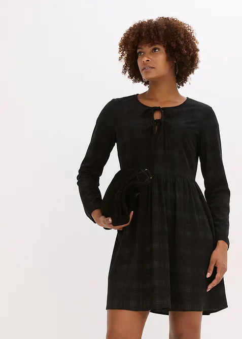 Robe courte en velours côtelé à carreaux, bonprix