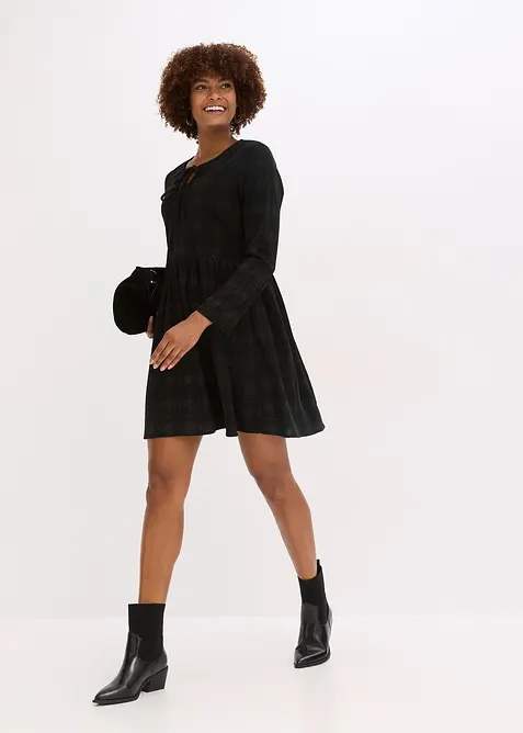 Robe courte en velours côtelé à carreaux, bonprix