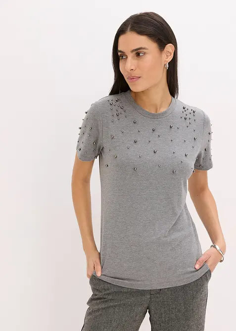 T-shirt avec perles, bonprix