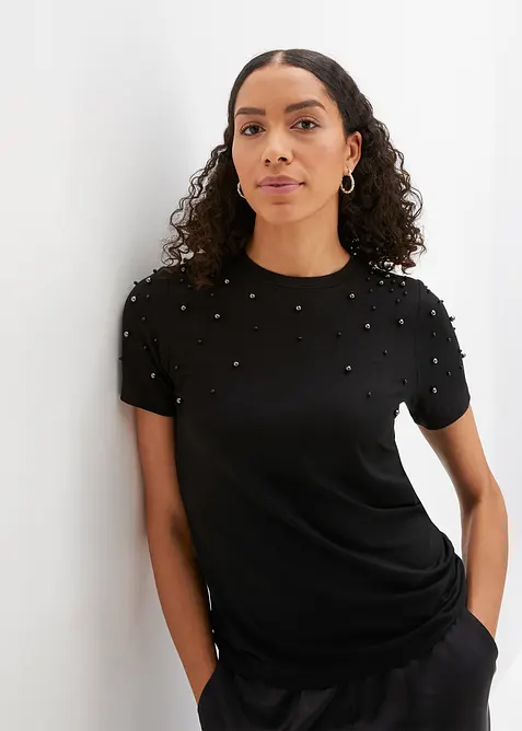 T-shirt avec perles, bonprix