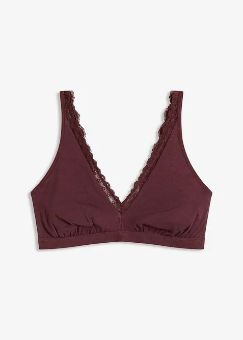 Brassière côtelée avec coton et dentelle, bonprix