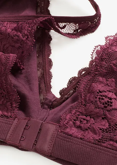 Brassière côtelée avec coton et dentelle, bonprix