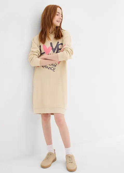 Robe en molleton à capuche 100% coton, bonprix