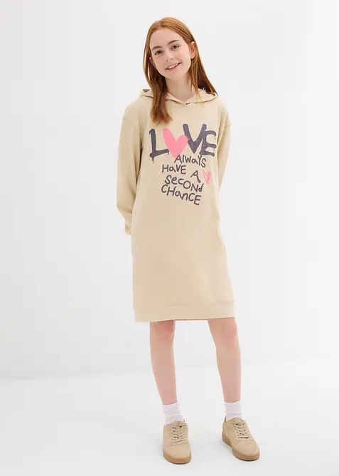 Robe en molleton à capuche 100% coton, bonprix