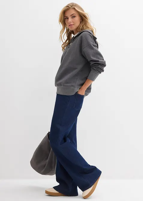 Sweat col camionneur en coton mélangé, bonprix