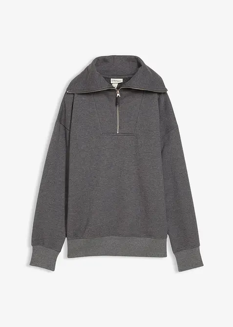 Sweat col camionneur en coton mélangé, bonprix