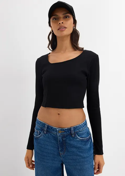 T-shirt court et côtelé, bonprix