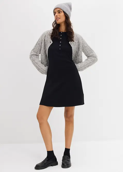 Robe côtelée en coton extensible, bonprix