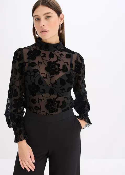 T-shirt manches longues légèrement transparent, bonprix