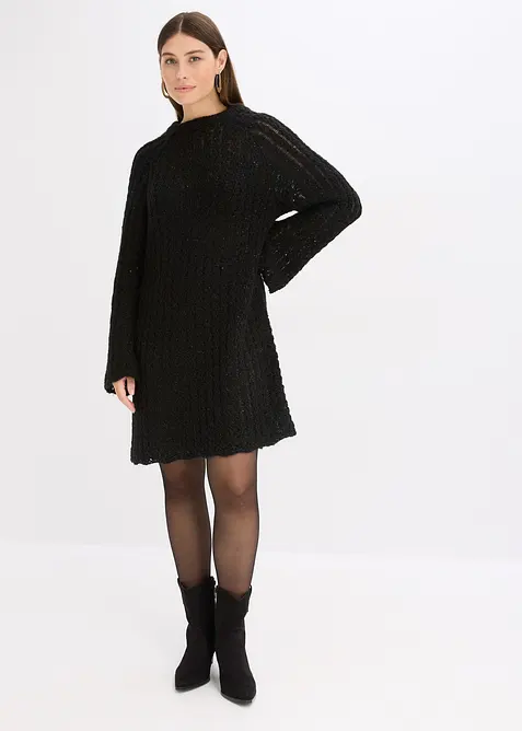 Robe courte en maille à nœud en satin, légèrement transparente, bonprix