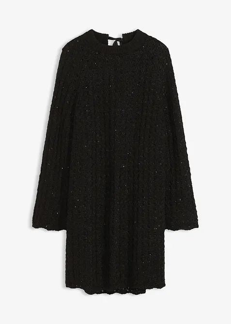 Robe courte en maille à nœud en satin, légèrement transparente, bonprix
