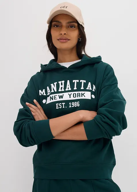 Sweat oversize &agrave; capuche 100% coton, bonprix