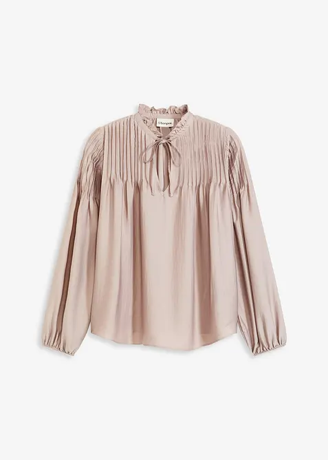 Tunique en satin brillant avec plis religieuse, bonprix