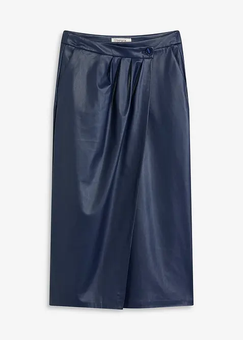 Jupe portefeuille enduite, longueur midi, bonprix