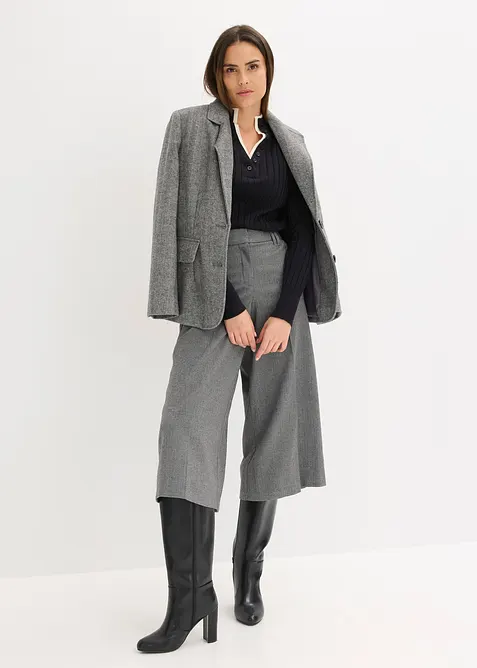 Pull côtelé effet superposé, viscose majoritaire, bonprix