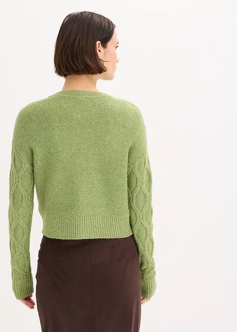 Veste bomber en maille torsadée avec laine, bonprix