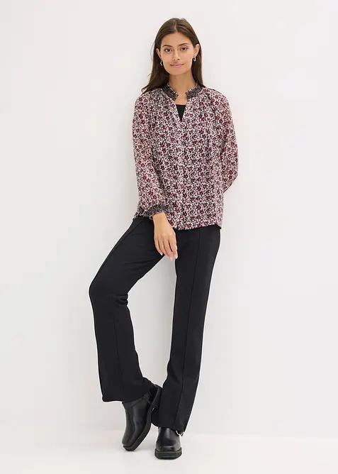 Chemisier en voile imprimé avec broderies, bonprix