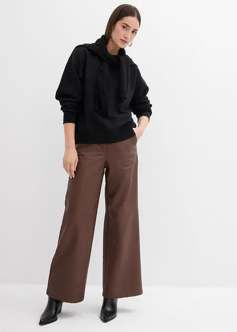 Sweat-shirt en coton &agrave; large col c&ocirc;tel&eacute;, bonprix