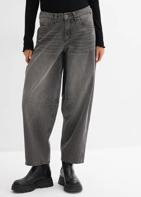 Jean barrel taille mi-haute, bonprix