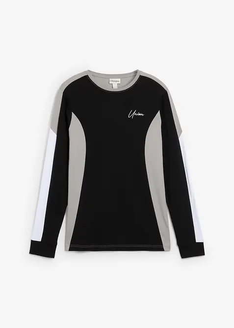 T-shirt manches longues slim en coton extensible, bonprix