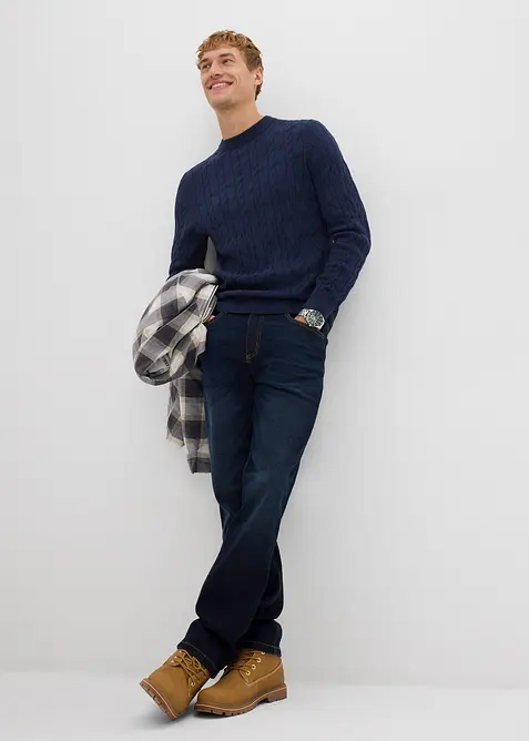 Pull en maille torsadée 100% coton, bonprix