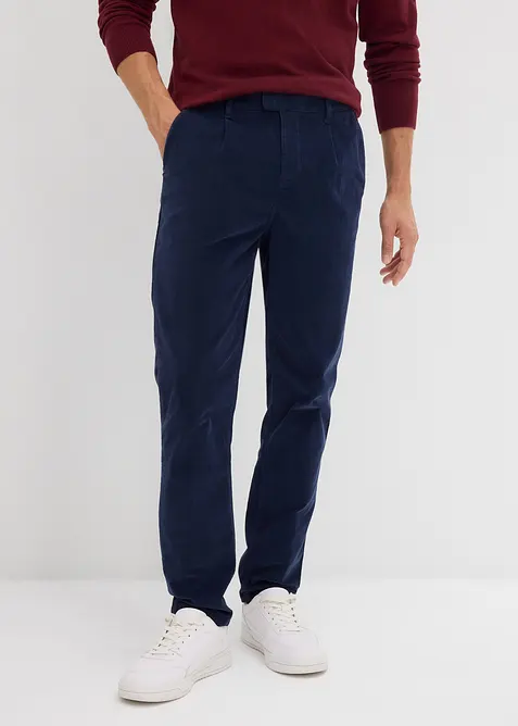 Pantalon regular en velours côtelé de coton extensible, fuselé, bonprix