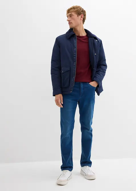 Jean classique en molleton effet denim à taille élastiquée, droit, bonprix