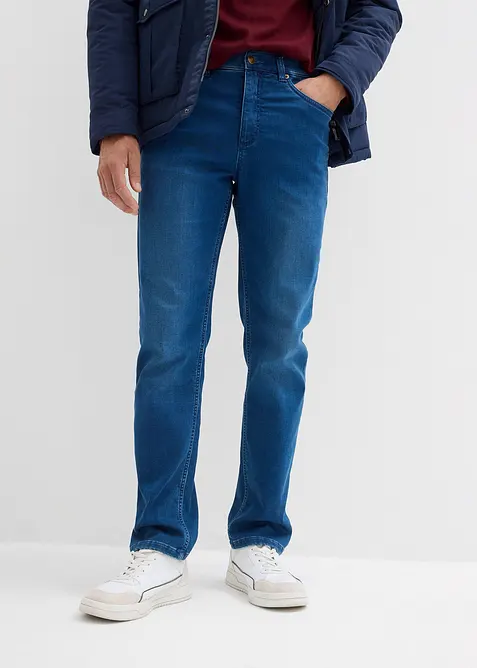 Jean classique en molleton effet denim à taille élastiquée, droit, bonprix