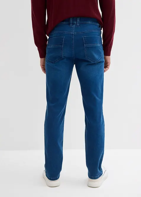 Jean classique en molleton effet denim à taille élastiquée, droit, bonprix