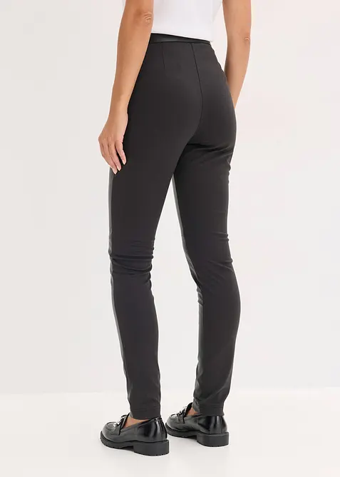 Pantalon bi-matière Punto di Roma et tissu enduit, bonprix