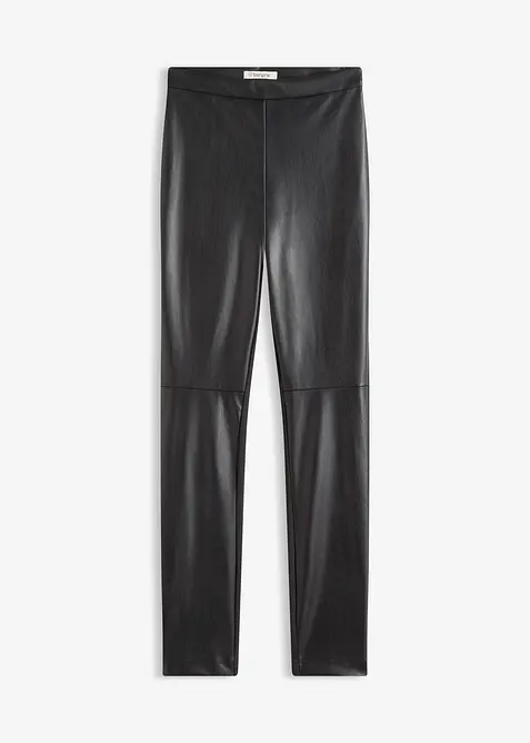 Pantalon bi-matière Punto di Roma et tissu enduit, bonprix