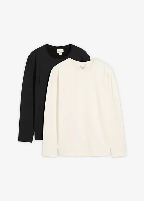 Lot de 2 T-shirts manches longues chauds, slim, bonprix