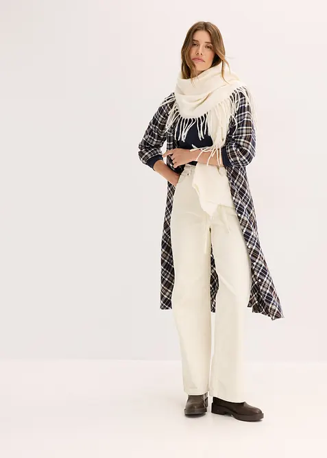 Pantalon large en velours côtelé avec ceinture à nouer, bonprix